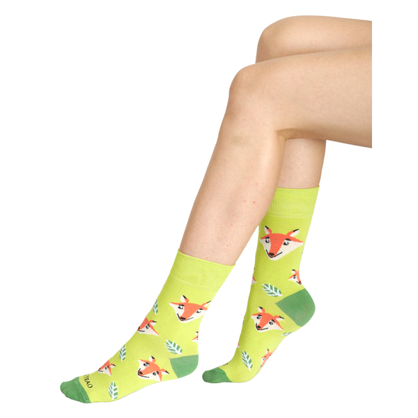 Veselé ponožky TETRAO zelená líška 43-46