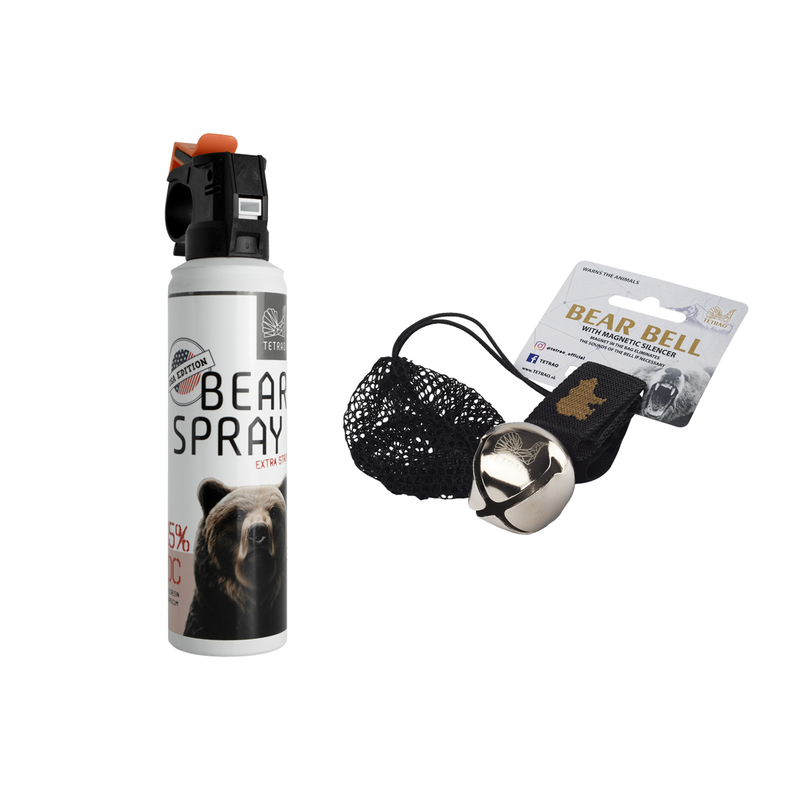 Ciupercar pachet împotriva urșilor TETRAO - Bear spray 150 ml + clopoțel